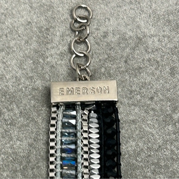 Victoria Emerson Silver tone blue black beaded borealis multi layered bracelet - Picture 4 of 10